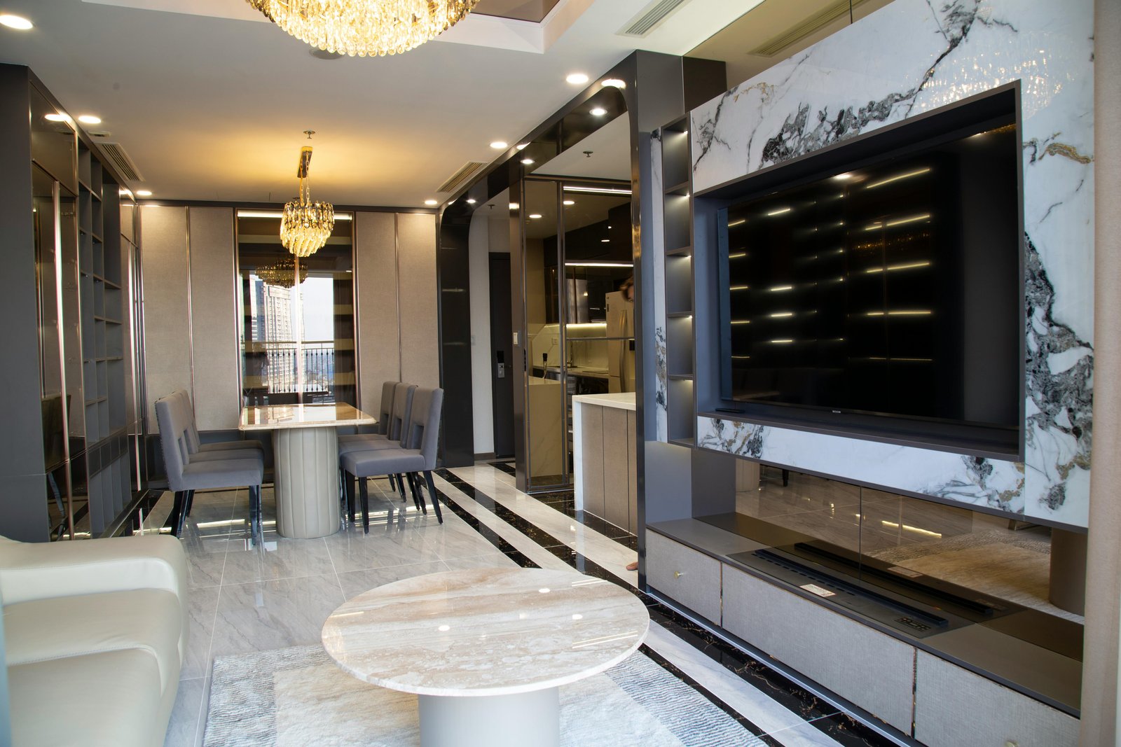 Marble Feature Wall Living & Dining Suite